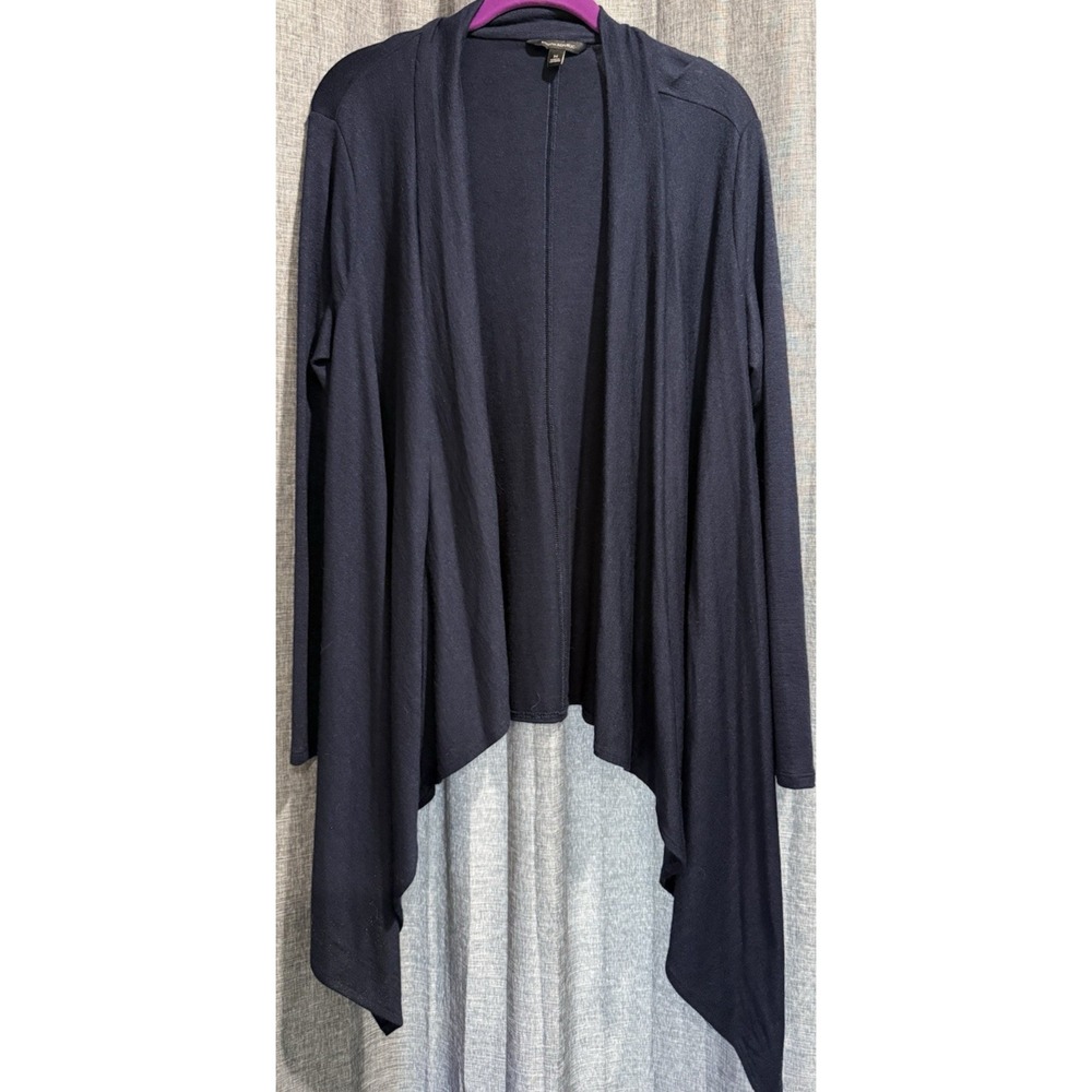 Banana Republic Sweater Women's Med Waterfall Drape Front Cardigan Navy Open EUC